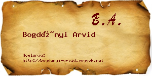 Bogdányi Arvid névjegykártya